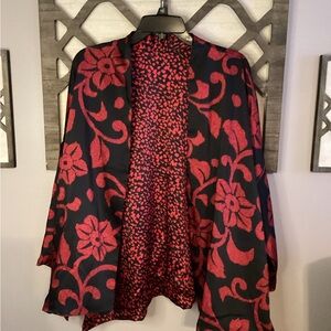Chico's Black and Red Floral Jacket